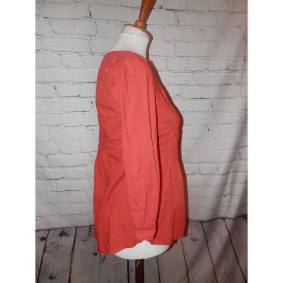 Meadow Rue Anthropologie 6 Peasant Orange Pleated - Picture 3 of 5